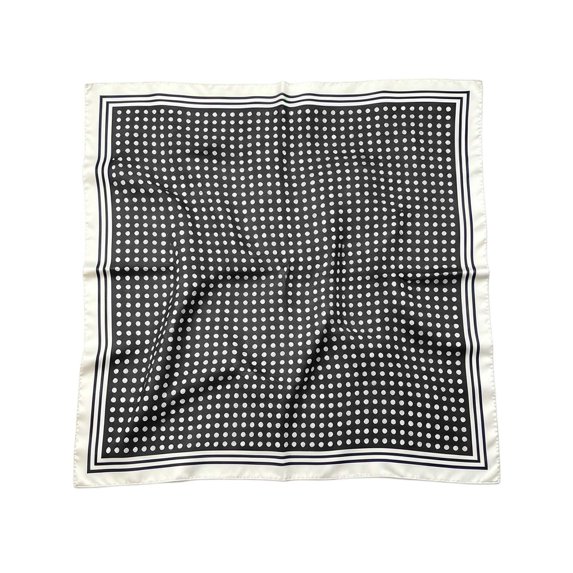 27.56in x 27.56in Grey Polka Dot Satin Headscarf for Women - Large Square Silk Like Neck Scarf, Breathable Hair Wrap Bandana for Daily Fashion, All Season Accessory
