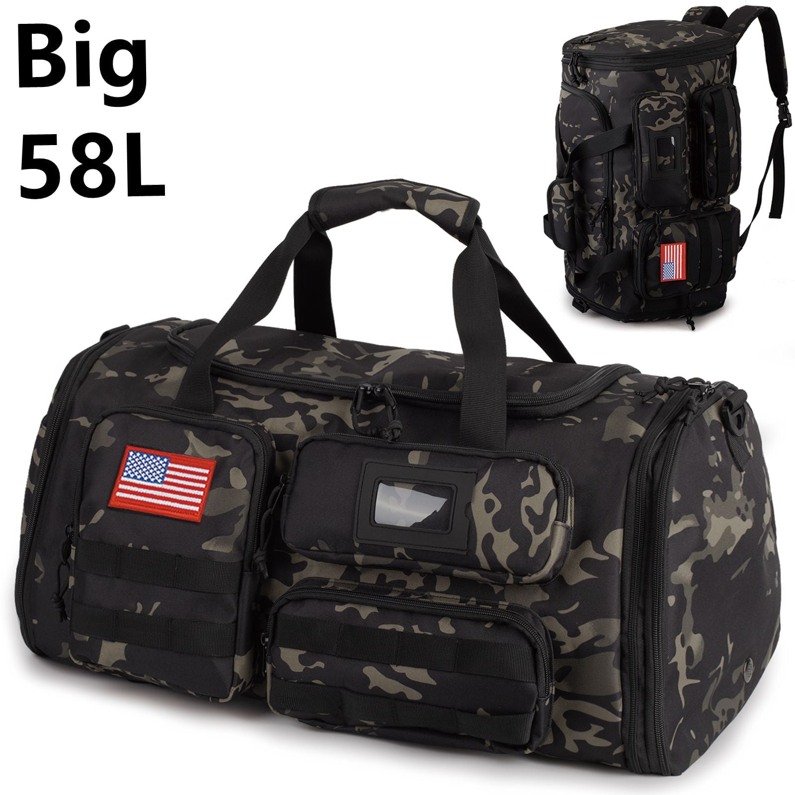 27.5In Expandable Gym Bag For Men,58L Large 3 in 1 Sports Travel Duffle Bag With Shoes Compartment,Water Resistant Sports Gym Tote Bags Multi-functional Travel Backpack Overnight Bag
