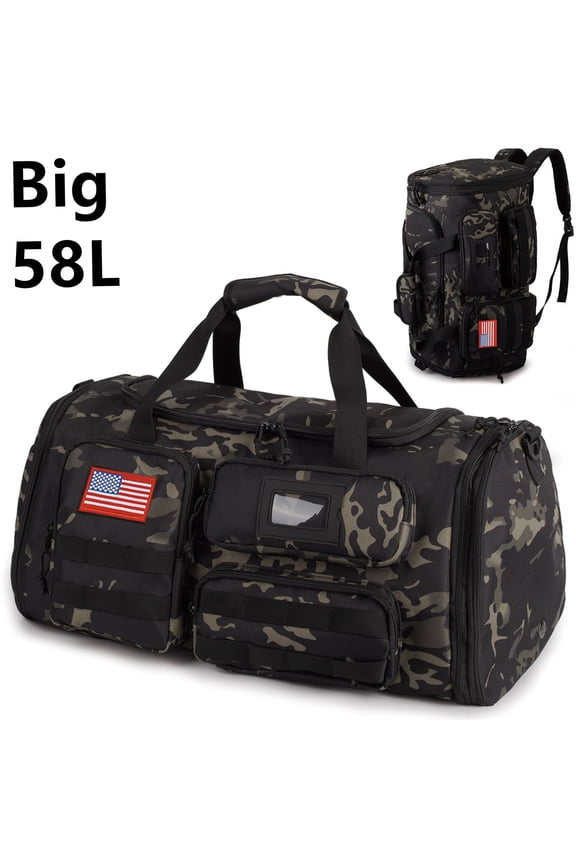 27.5In Expandable Gym Bag For Men,58L Large 3 in 1 Sports Travel Duffle Bag With Shoes Compartment,Water Resistant Sports Gym Tote Bags Multi-functional Travel Backpack Overnight Bag