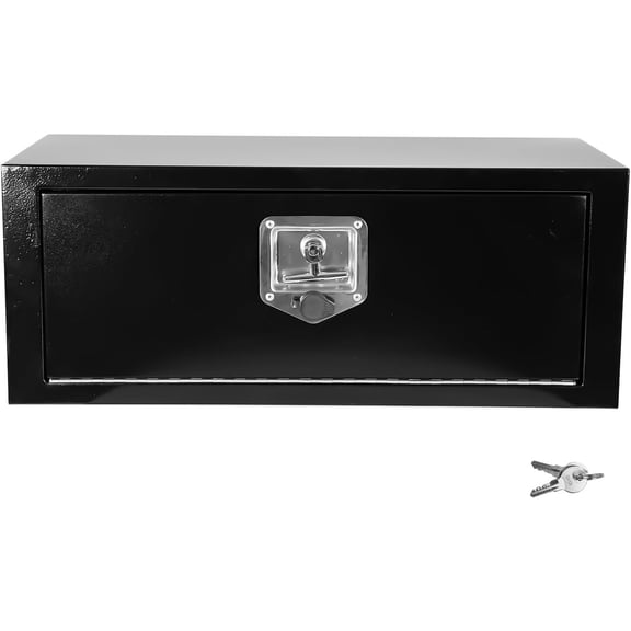 27.5inch Heavy Duty Steel Tool Box with Lock and Key,Heavy Duty Underbody Tool Box for , , RVS, - Black