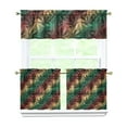 thumbnail image 1 of 27.5x24in Kitchen Curtain Set of 3 with Bamboo Maple Leaf Print, Polyester Fabric Valance and Tier Panels for Tiny Home, RV, Bathroom, and Compact Kitchen Window Décor, 1 of 6