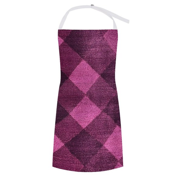 27.631.5in Pocket Apron Non-Wrinkle Non-Shrinkage Waterproof Convenient Cleaning Easy Care Large Pocket Design Argyle Plaid Magenta_2