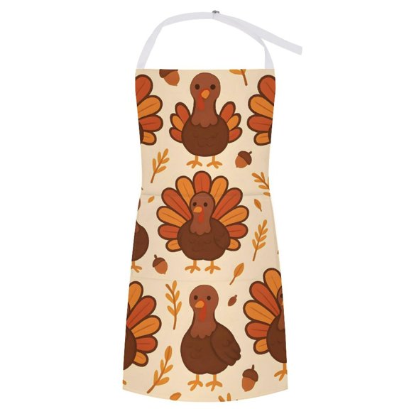 27.631.5in Pocket Apron Non-Wrinkle Non-Shrinkage Waterproof Convenient Cleaning Easy Care Large Pocket Design Colorful Turkey Pattern