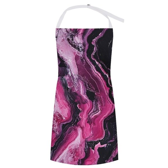 27.631.5in Pocket Apron Non-Wrinkle Non-Shrinkage Waterproof Convenient Cleaning Easy Care Large Pocket Design DarkMagenta Marble_3