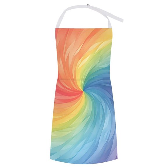 27.631.5in Pocket Apron Non-Wrinkle Non-Shrinkage Waterproof Convenient Cleaning Easy Care Large Pocket Design DarkMagenta Tie-dye Background Rainbow Colors_2