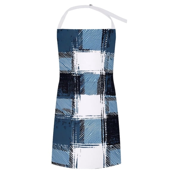 27.631.5in Pocket Apron Non-Wrinkle Non-Shrinkage Waterproof Convenient Cleaning Easy Care Large Pocket Design MediumBlue Houndstooth Buffalo Plaid Tartan Check Scotland Hand-drawn Sketch_4