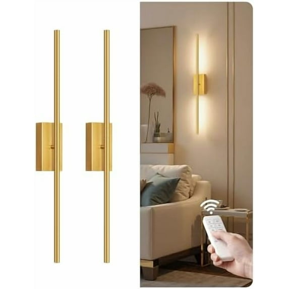 Set 2 Faretti A Parete Wireless A Batteria 10000mAh – Luci LED Touch Dimmerabili Con Telecomando, Nero, 31x3.9x3.3 Pollici, Per Camera E Soggiorno