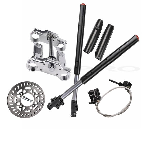 27.6" 700mm 45/48mm Front Forks Shock Suspension with Triple Tree Clamps & Brake Assembly Disc Rotor for 70cc 90cc 110cc 125c 140cc 150cc 160cc Pit Dirt Bike Apollo Coolster CRF XR TTR KLX