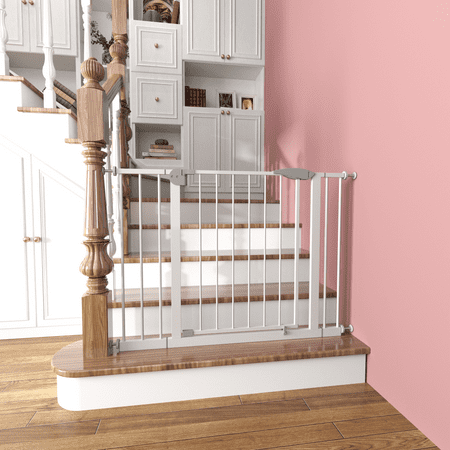 27.6" Height Tall Freestanding Pet Gate, 4 Panels Foldable Dog Gate, Solid Wood Folding Safety Fence Wooden Dog Gate with 2 pcs Support Feet Ideal for Stairs, Doorways,Kitchens