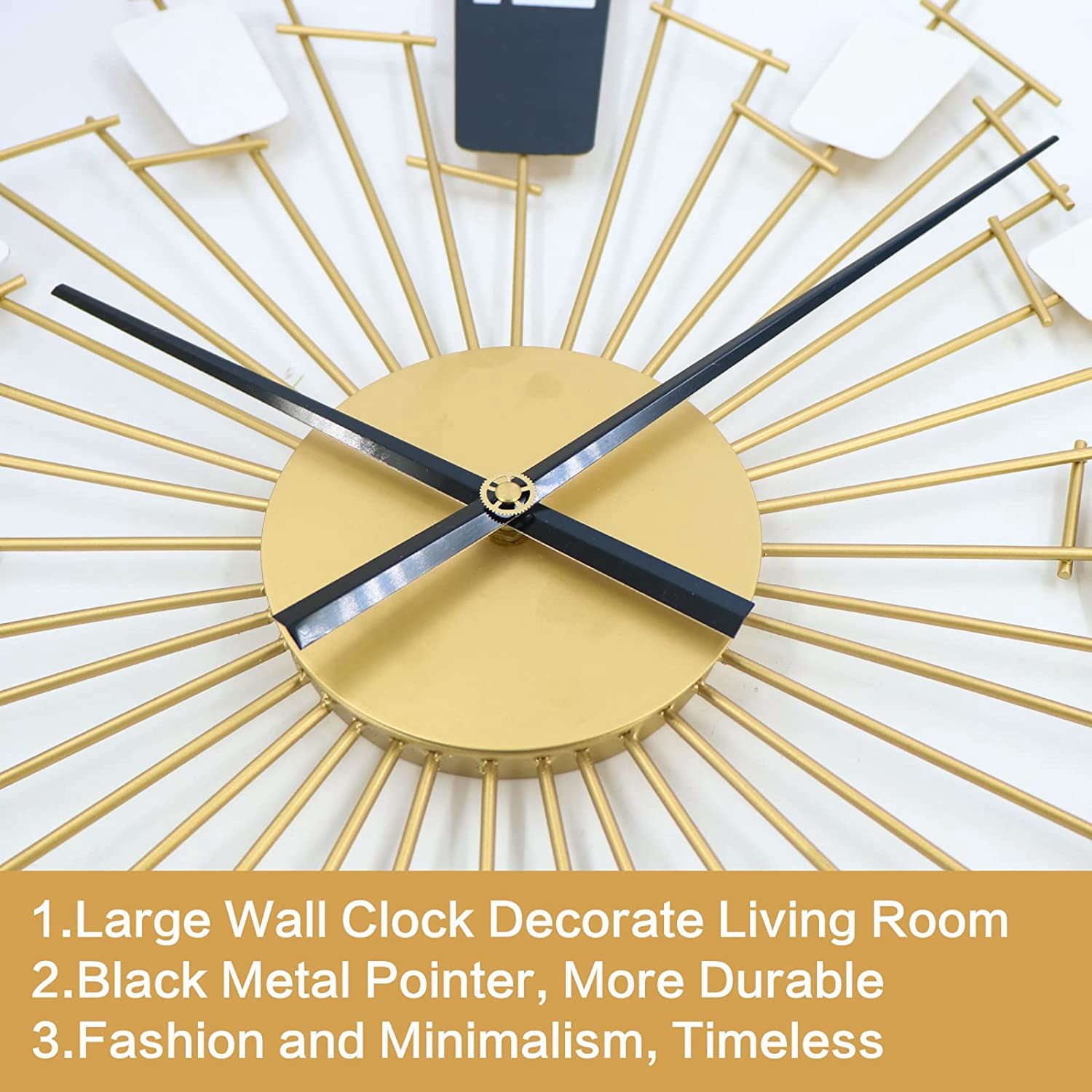 27.6 Inch Metal Mid Century Wall Clock for Living Room Decor, Silenced ...