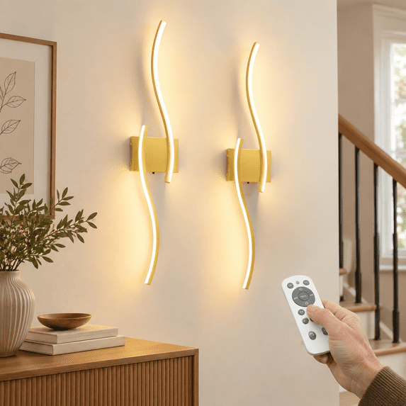 27.6 Inch Operated Wall Sconce Set Of 2 Modern Rechargeable Lights With ...