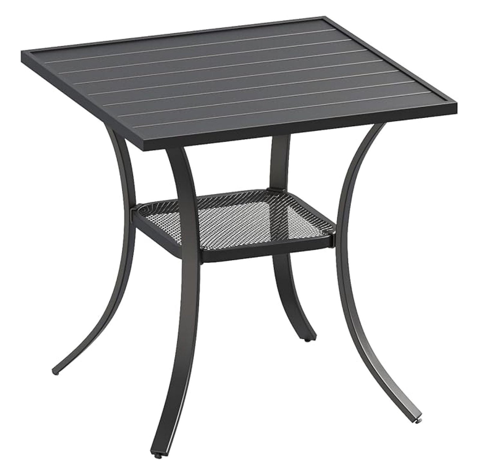 27.6" Square Patio Dining Table, Black Small Outdoor Bistro Table with ...