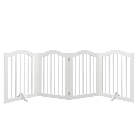 VTNG 27.6 in Freestanding 4-Panel Wooden Pet Gate, White