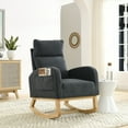 thumbnail image 1 of 27.6"W Modern Accent Chair with High Backrest, Lounge Rocking Chair with Side Pockets & Armrests, Upholstered Glider Chair with Solid Wood Base for Bedroom & Living Room, Dark Grey, 1 of 7