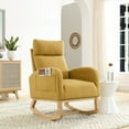 thumbnail image 1 of 27.6"W Nursery Rocking Chair with Wood Legs and High Backrest, Rocking Armchair with 2 Side Pockets, Lounge Glider Chair for Nursery Bedroom Living Room, Yellow, 1 of 9