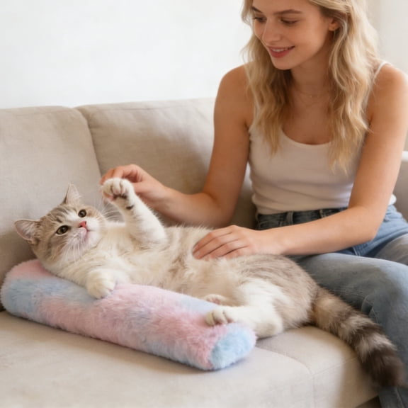 Long Plush Cat Chew Toy Pillow, Durable Self-Playing Catnip & Silvervine Cat Toy With Teeth Grinding Feature, Interactive Biting Toy For Boredom Relief, Suitable（14in）