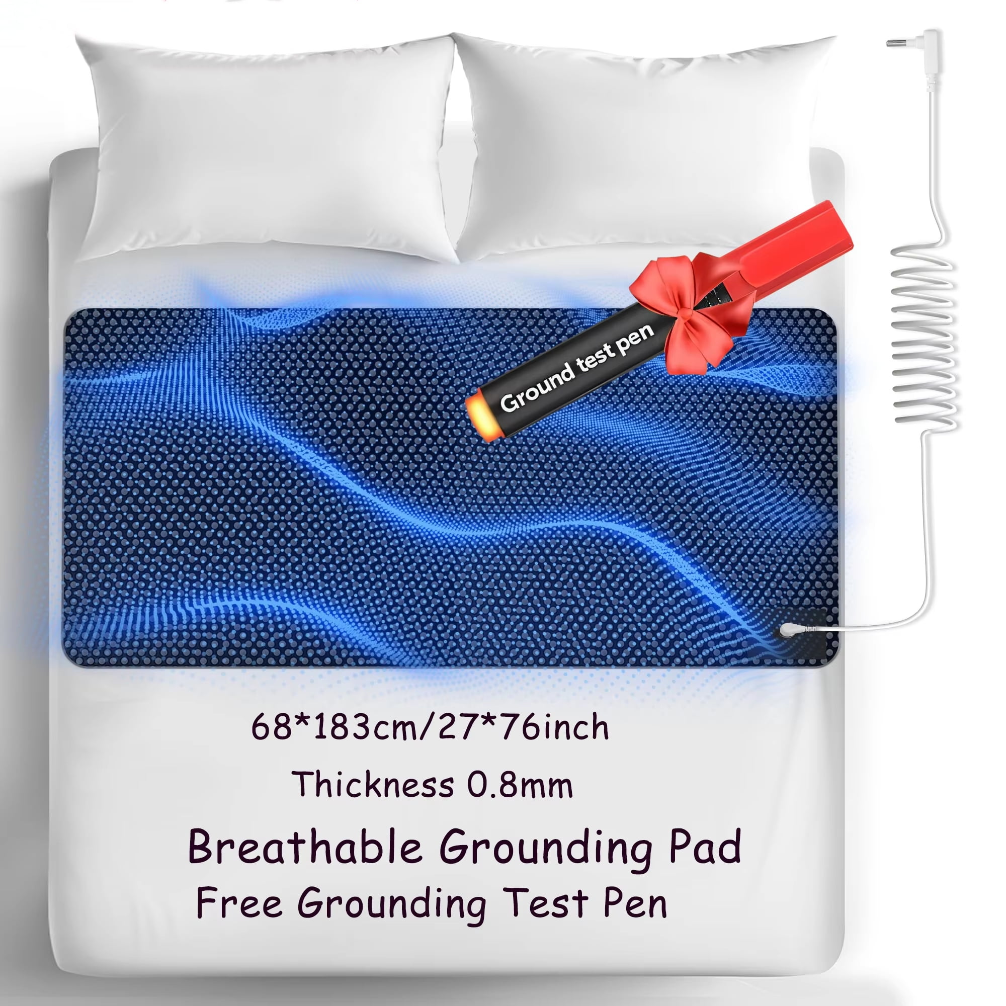 Grounding Mat For Bed - Carbon Leatherette Earthing Pad 27" X 78" With 15ft Cord For Better Sleep & Relaxation 9 thumbnail image