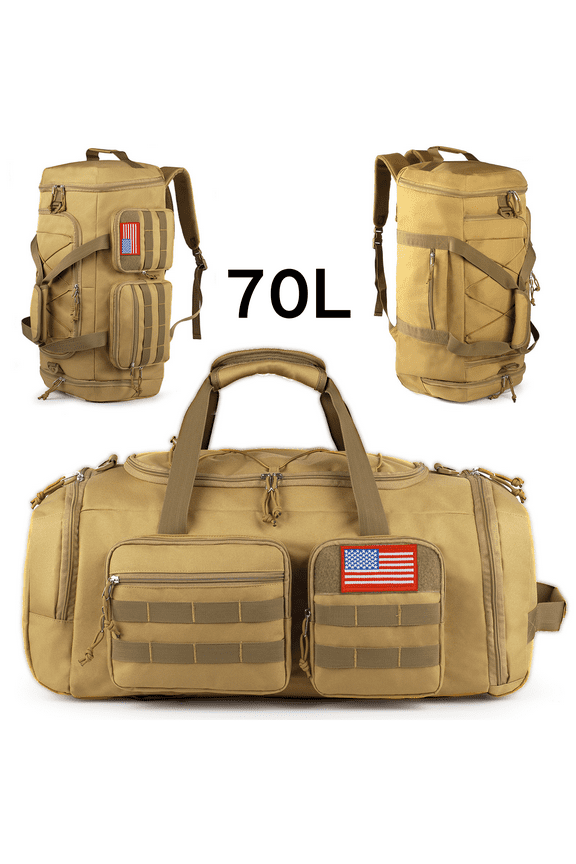 27.7In Gym Bag for Men, 70L Large 3 in 1 Sports Travel Duffle Bag with Shoes Compartment,Water Resistant Travel Backpack Weekender Overnight Bag with Wet Pocket for Women Camping Touring