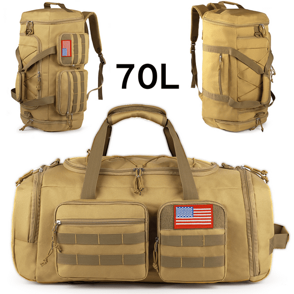 27.7In Gym Bag for Men, 70L Large 3 in 1 Sports Travel Duffle Bag with Shoes Compartment,Water Resistant Travel Backpack Weekender Overnight Bag with Wet Pocket for Women Camping Touring