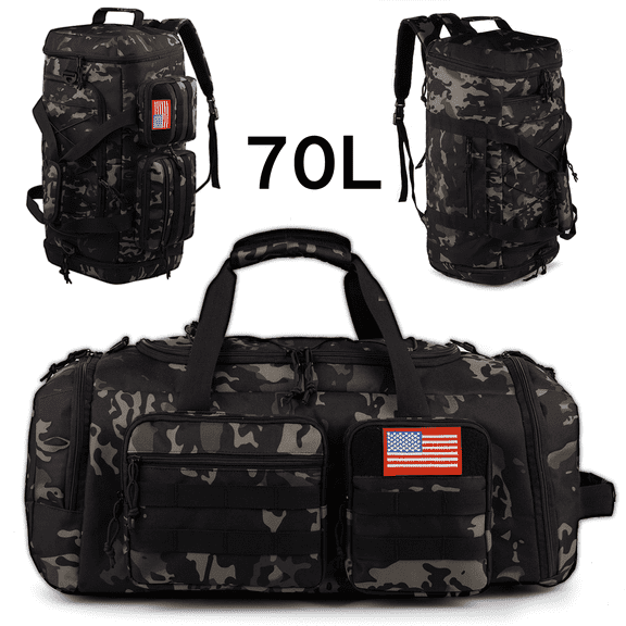 27.7In Gym Bag for Men, 70L Large 3 in 1 Sports Travel Duffle Bag with Shoes Compartment,Water Resistant Travel Backpack Weekender Overnight Bag with Wet Pocket for Women Camping Touring