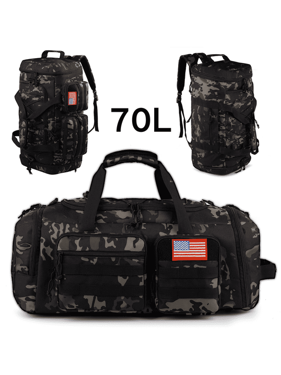 27.7In Gym Bag for Men, 70L Large 3 in 1 Sports Travel Duffle Bag with Shoes Compartment,Water Resistant Travel Backpack Weekender Overnight Bag with Wet Pocket for Women Camping Touring