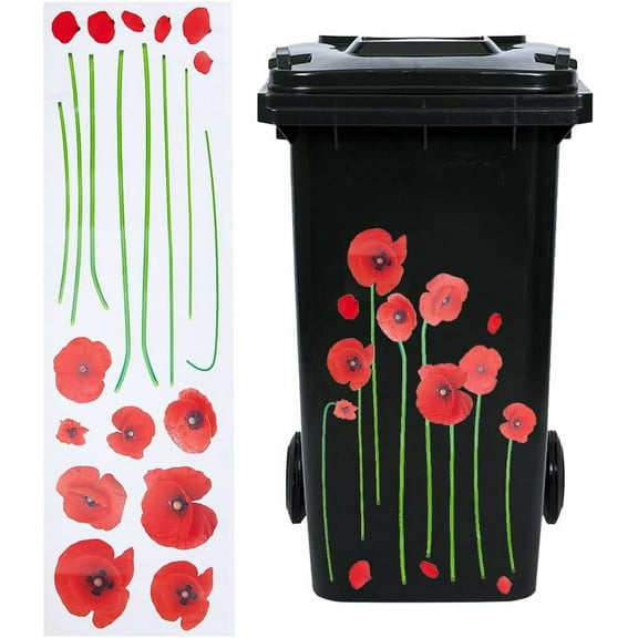 27.8x8 Large Red Poppy Flower Wall Decals Decorative 3D Floral Stickers Waterproof Beautiful Flowers Self Adhesive Peel & Stick Removable Modern Art Mural Decor for Bedroom Living Room