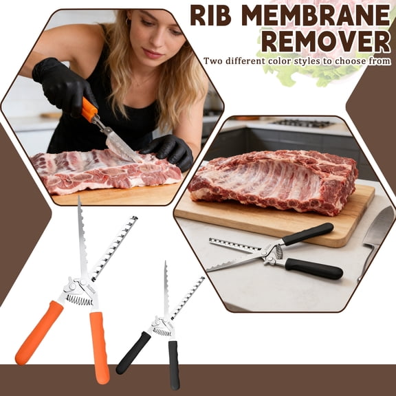 27.9" Rib Membrane Removal Tool, Stainless Steel Rib Prep Tool Membrane Remover, Bbq Rib Skinner, Dishwasher Safe Bbq Accessory For Grilling And Cooking, Barbecue Tool Set