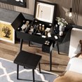 thumbnail image 1 of 27.9'' Vanity Desk With Charging Station, Led , 2 Drawers, Panel And Leather Upholstered Stool For Bedroom, Black Makeup Table Stool, Dressing, 1 of 5