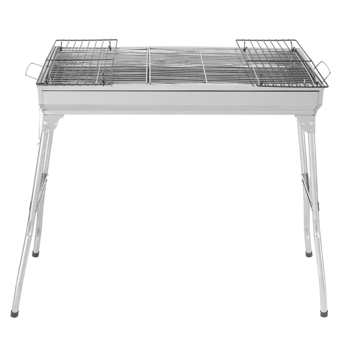 27.95 x 12.99 x 27.56 Portable Charcoal Grill with Carbon Mesh,Anti-Scalding Handle,Stainless Steel Barbecue Stove for Outdoor Party Camping Picnic, Silver