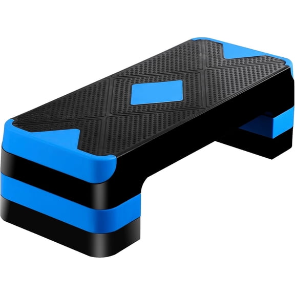 27" Adjustable Exercise Aerobic Step Platform with Stackable Risers – 3 Levels (4", 6", 8") – Workout Stepper for Home Gym, Fitness & Physical Therapy Training
