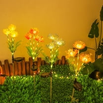 27" Artificial Outdoor Flowers - 2025 Large Artificial Yellow Magic Lily Flowers with Lights, Realistic Fake Flower Plants Faux Fall Flowers Outside Yard Decor Fall Florals Porch Decorations