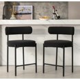 thumbnail image 1 of 27" Boucle/PU Bar Stools Set of 2, Accent Counter Height Stools with Back for 2 People, Modern Metal Tall Dining Chairs, Upholstered Counter Height Bar Chairs for Kitchen & Kitchen Island, 1 of 9