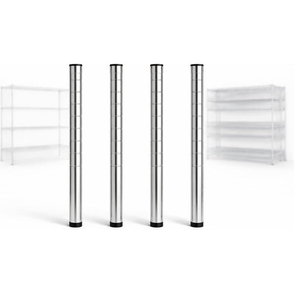 27" Chrome Wire Shelf Posts. Pack of 4 Posts | Heavy Duty | Utility Shelving Units - Commercial Wire Shelf Shelving Posts Adjustable shelving Restaurant Organization Shelving Unit for Commercial Use