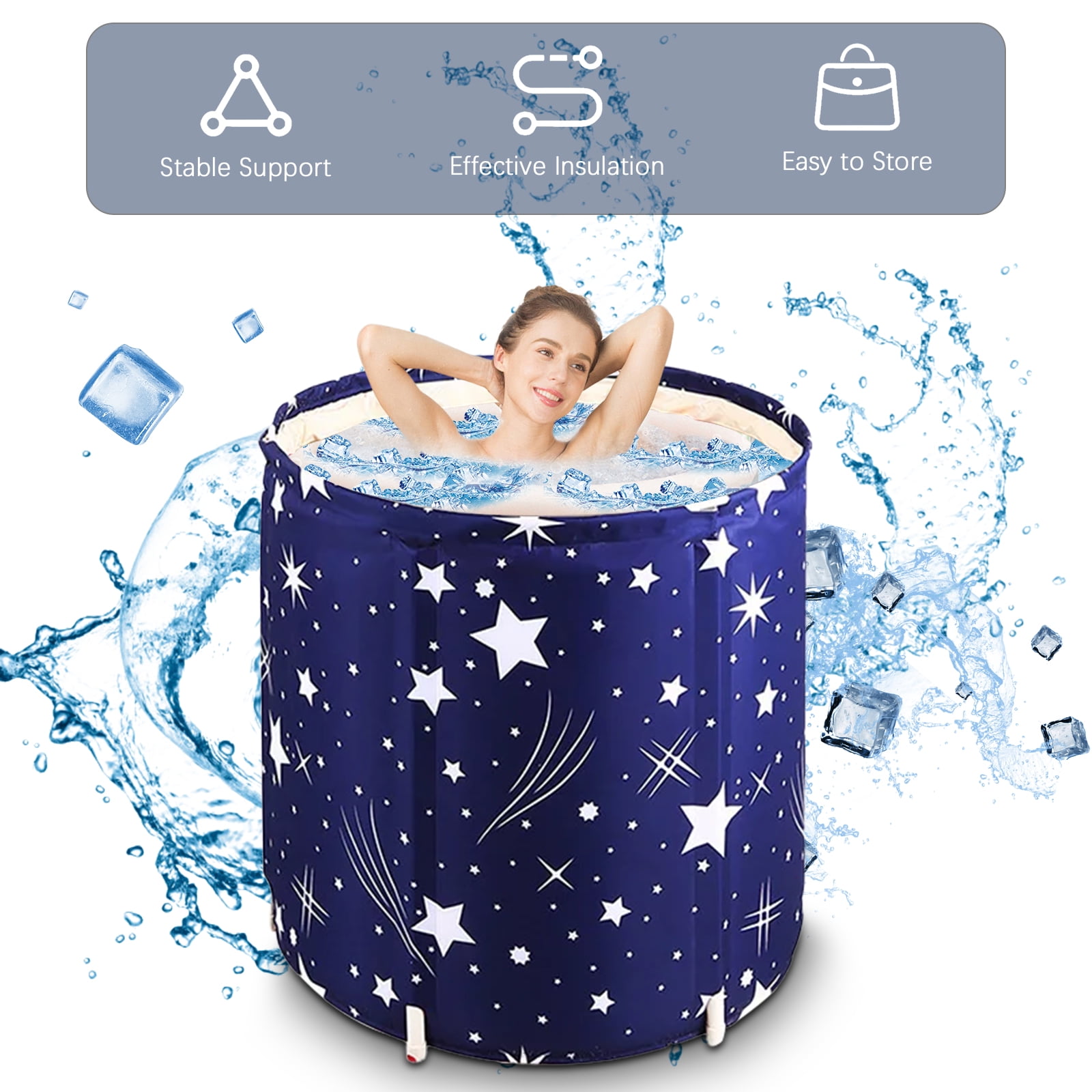 Winsoyya Large Portable Foldable Bathtub, Collapsible Soaking Bathtub - View #6