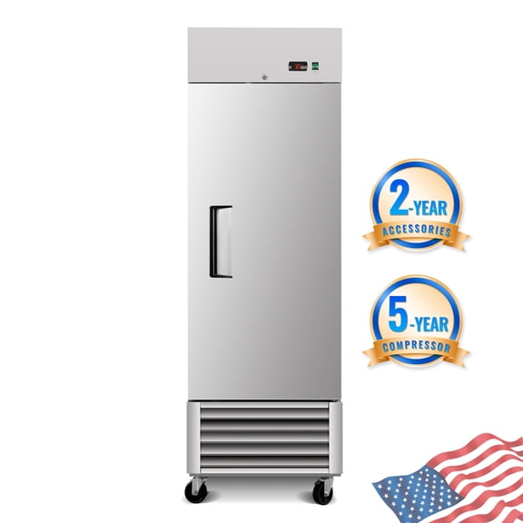 27" Commercial Expandable Upright Freezer, Stainless Steel, 23 Cu.Ft., 3 Adjustable Shelves, Low Noise & Energy Efficient, Auto Defrost, Digital Temperature Control, LED Lighting