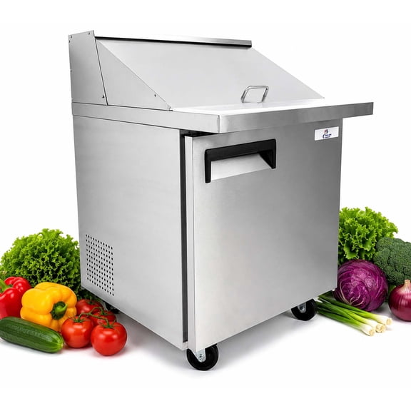 27" Commercial Sandwich Prep Table Refrigerator, 5.7 Cu. Ft., Stainless Steel, One Door,NSF