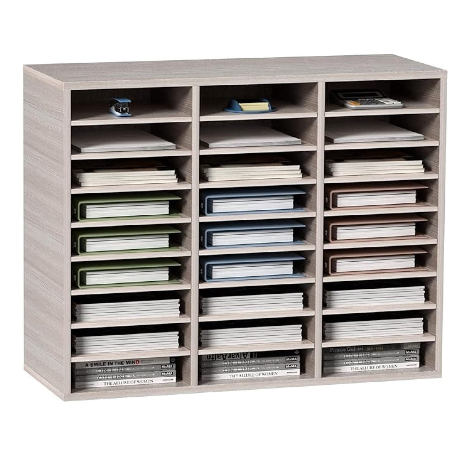 27 Compartments Wood Literature Organizer, Adjustable Shelves, Medium ...