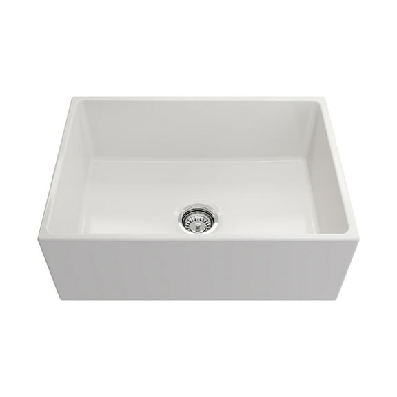 27" Crestwood Farmhouse Sink, White Fireclay Kitchen sink, Single Bowl Apron Front, Plain Farm sink