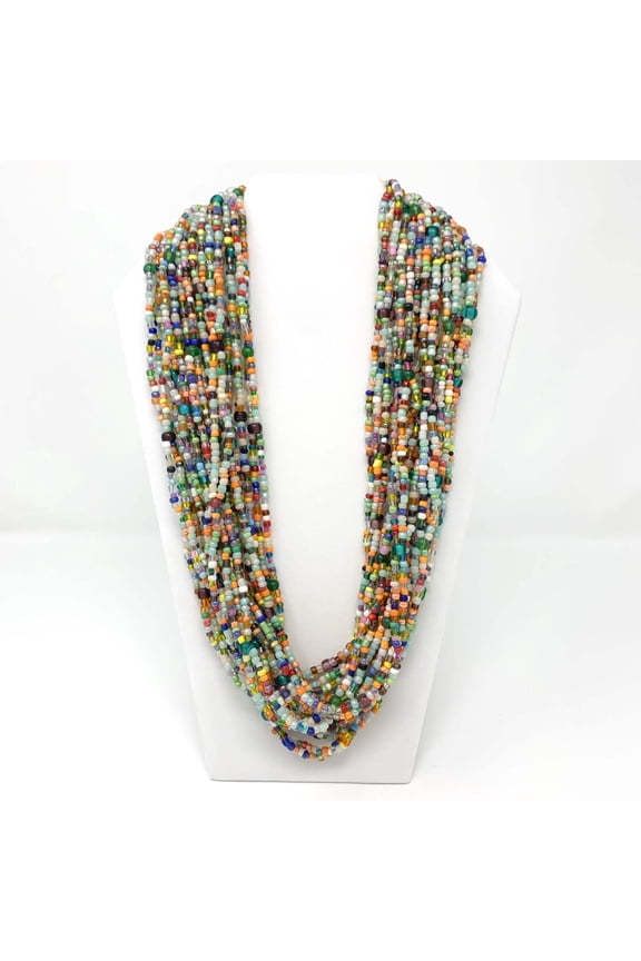27" Double Strand Multicolor Glass Bead Necklace (Dozen)