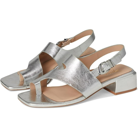 27 EDIT Naturalizer Women's Audra Toe Loop Block Heel Sandals Silver 7.5M