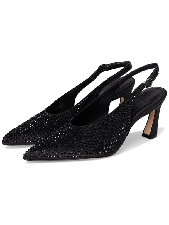 Women's Elaine Slingback Pointed Toe Pump Black Sparkle Satin 9.5M