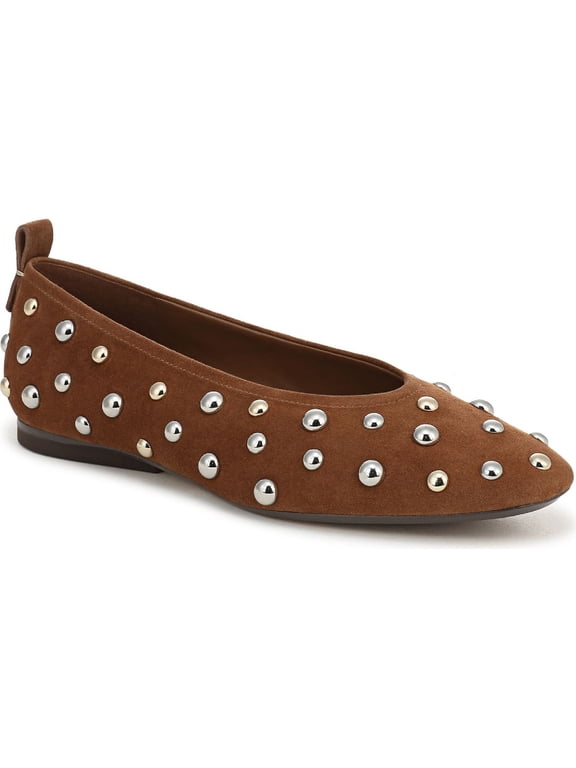 Women's Carla Stud Ballet Flat Dark Chestnut Suede 11W