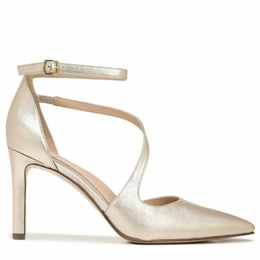 Naturalizer Women's Abilyn Leather Pointed Toe Ankle Strap Heels - Gold 9 Wide (C,D,W)