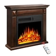 thumbnail image 1 of 27" Electric Fireplace with Mantel, Indoor Fireplace Heater with Realistic Flames and Adjustable Brightness, Modern Fireplace with Mantel for Living Room, 750W/1500W, 1 of 6