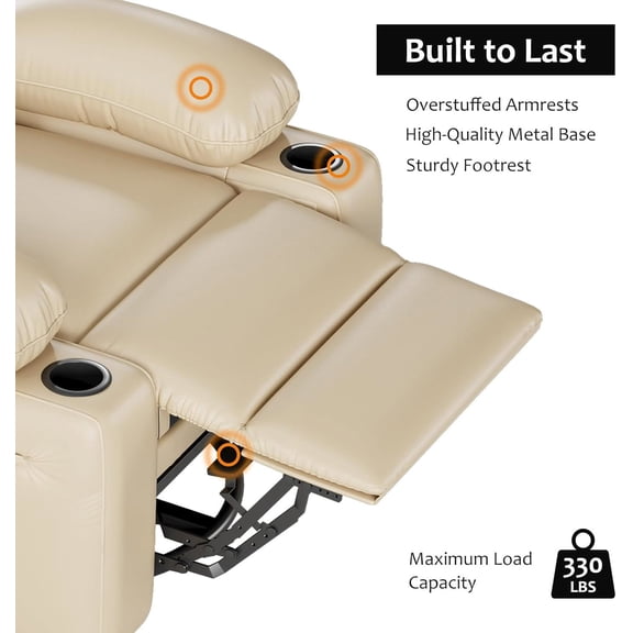 27" Electric Power Recliner Chair with Massage/Heat, 360°Swivel Rocking Chair w/Side Pockets/Cup Holders/USB Port Colors Available