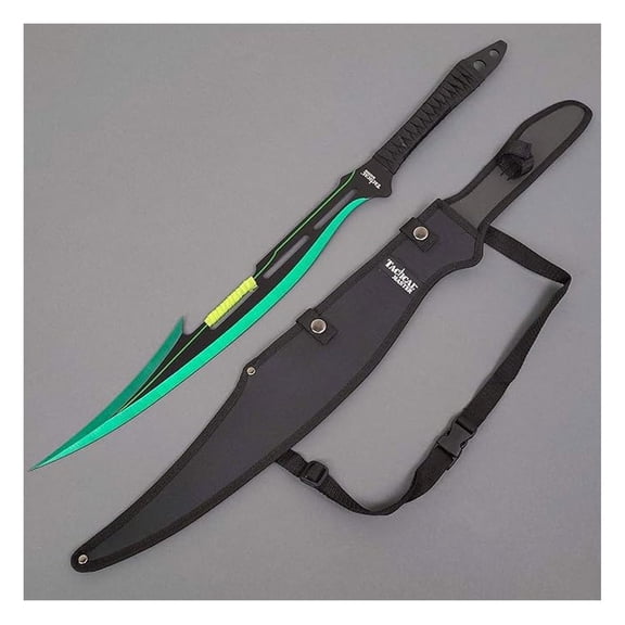 27" Fantasy Machete. Fixed Blade Knife. 440 Stainless Steel Blade. For Collection, Gift, Camping, Outdoor Sports (Green)