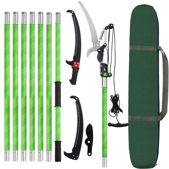 27 Feet Tree Pole Pruner Manual Branches Trimmer Tree Branch Garden Tools Loppers Hand Pole Saws Extendable Height Adjustable System for Sawing and Shearing
