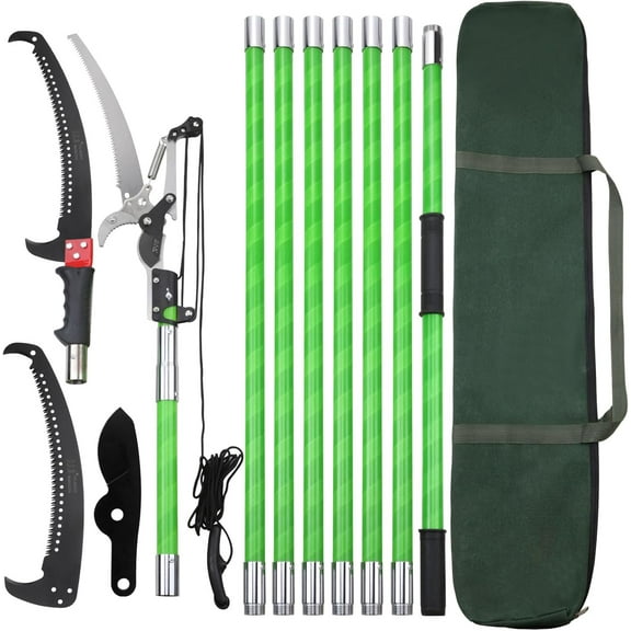 27 Feet Tree Pole Pruner Manual Branches Trimmer Tree Branch Garden Tools Loppers Hand Pole Saws Extendable Height Adustable System for Sawing and Shearing