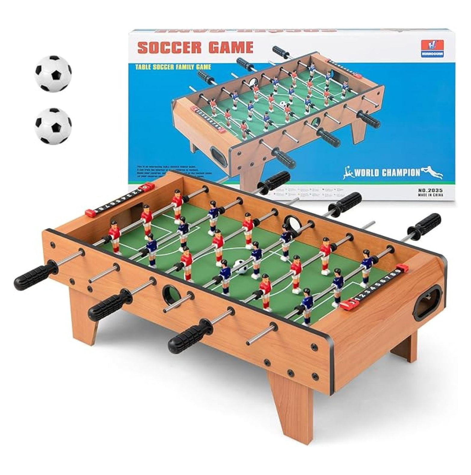 27" Foosball Table, Compact Soccer Table Game with 2 Footballs & Score Keepers, Foosball for Kids, Adults, Game Room, Family Night, Arcades, Parties
