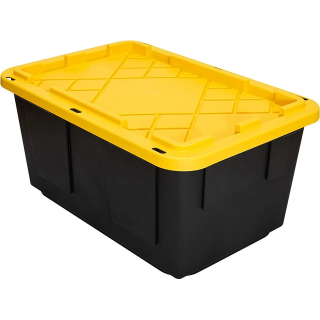 27 Gallon, Black and Yellow Storage Bin (4pack)